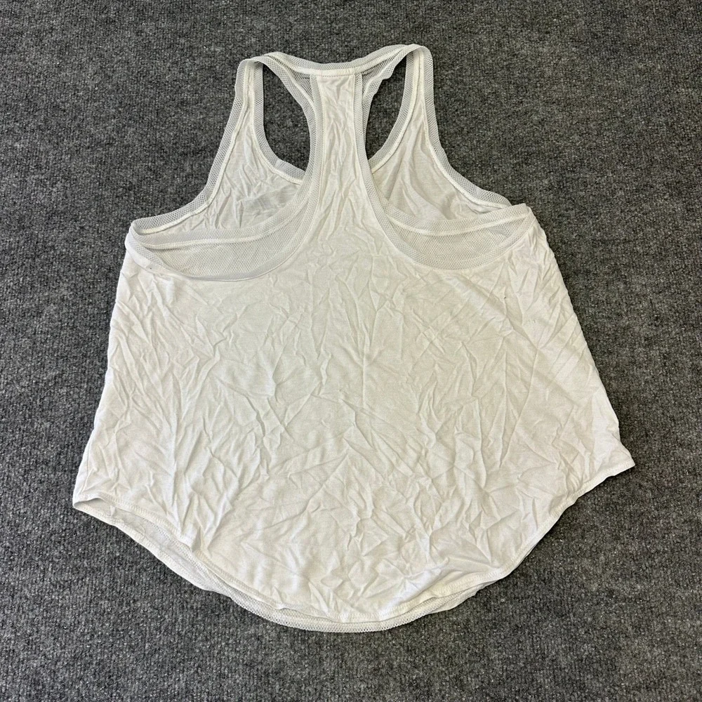 Nike Tank Top Womens Size L White Racerback Mesh Breathable Athletic Gym Logo